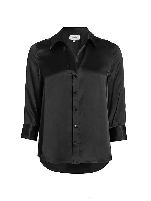 Dani Three-Quarter Sleeve Silk Shirt