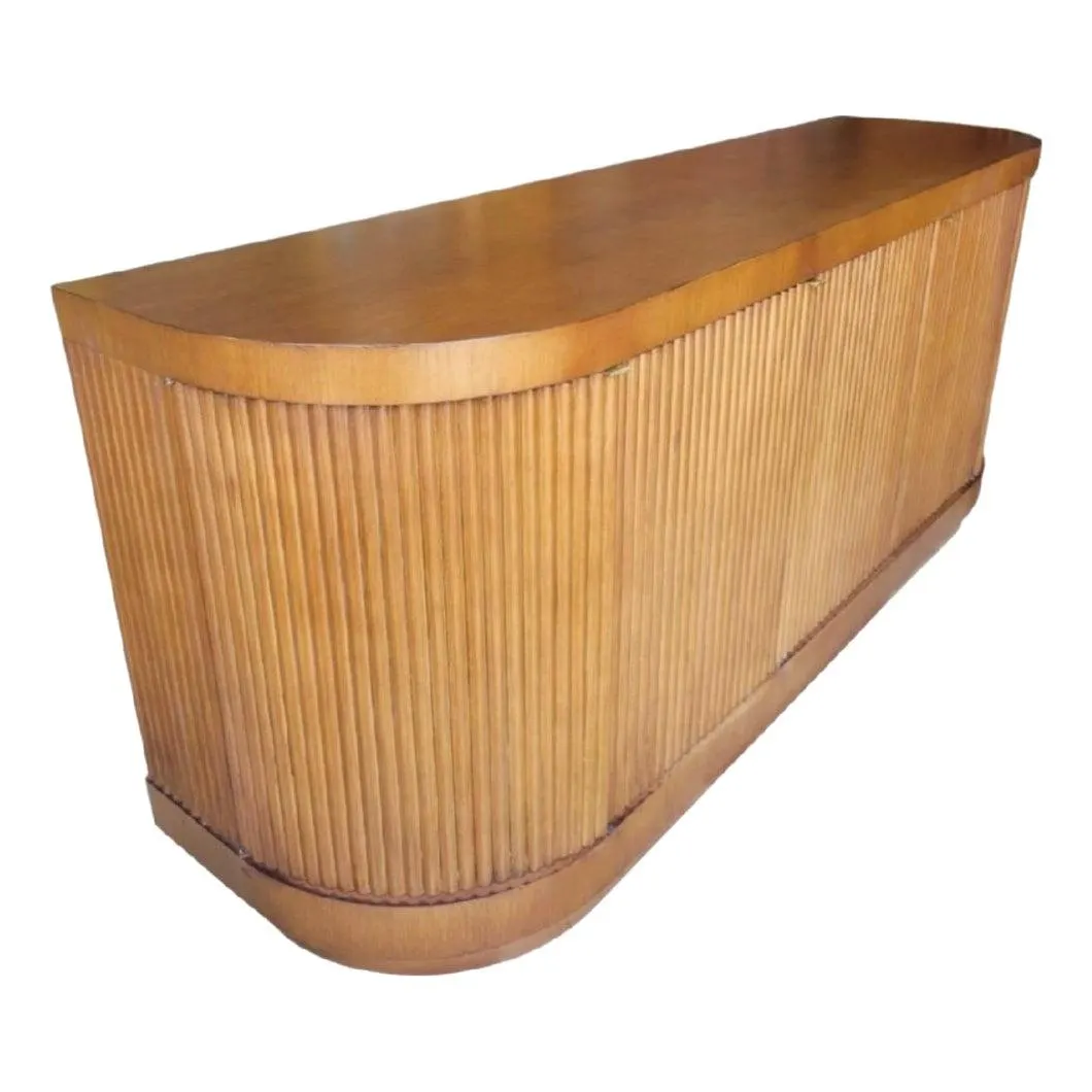 1980's Vintage Romweber Ribbed Fluted Curved Wood Mid Century Modern Credenza