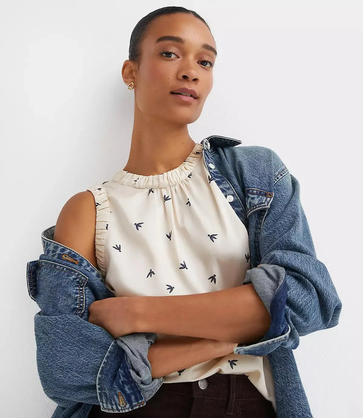 Floral Ruched Trim Shell