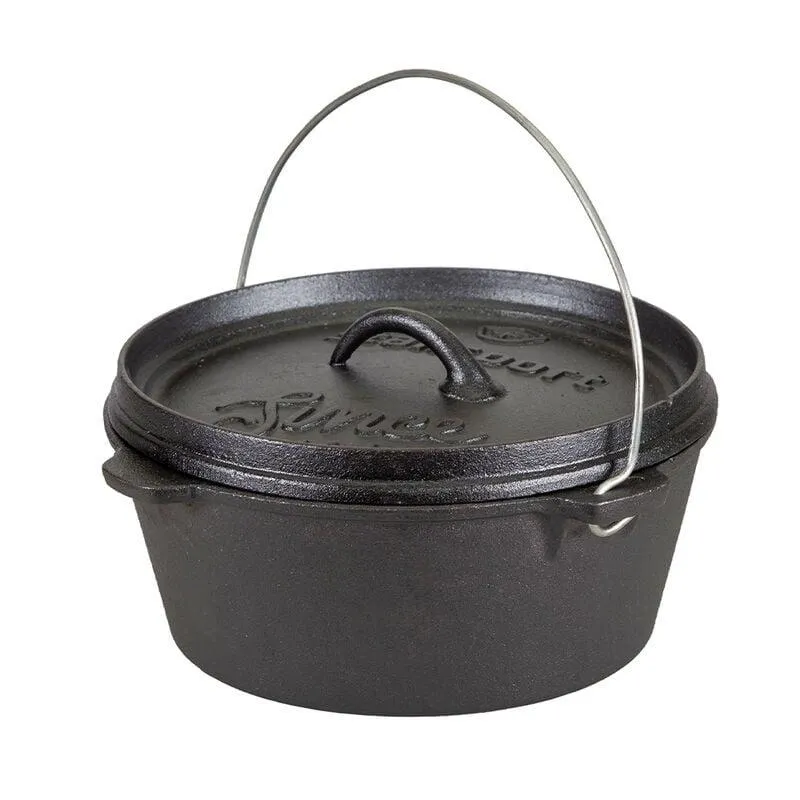Stansport 4-Quart Pre-Seasoned Cast Iron Dutch Oven with Flat Bottom