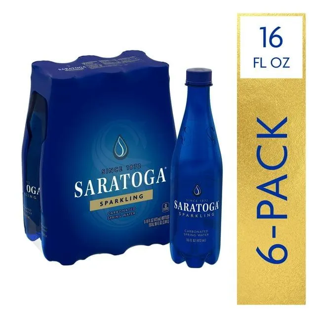 Saratoga Sparkling Spring Water, 16 fl oz, 6 Pack Plastic Bottles