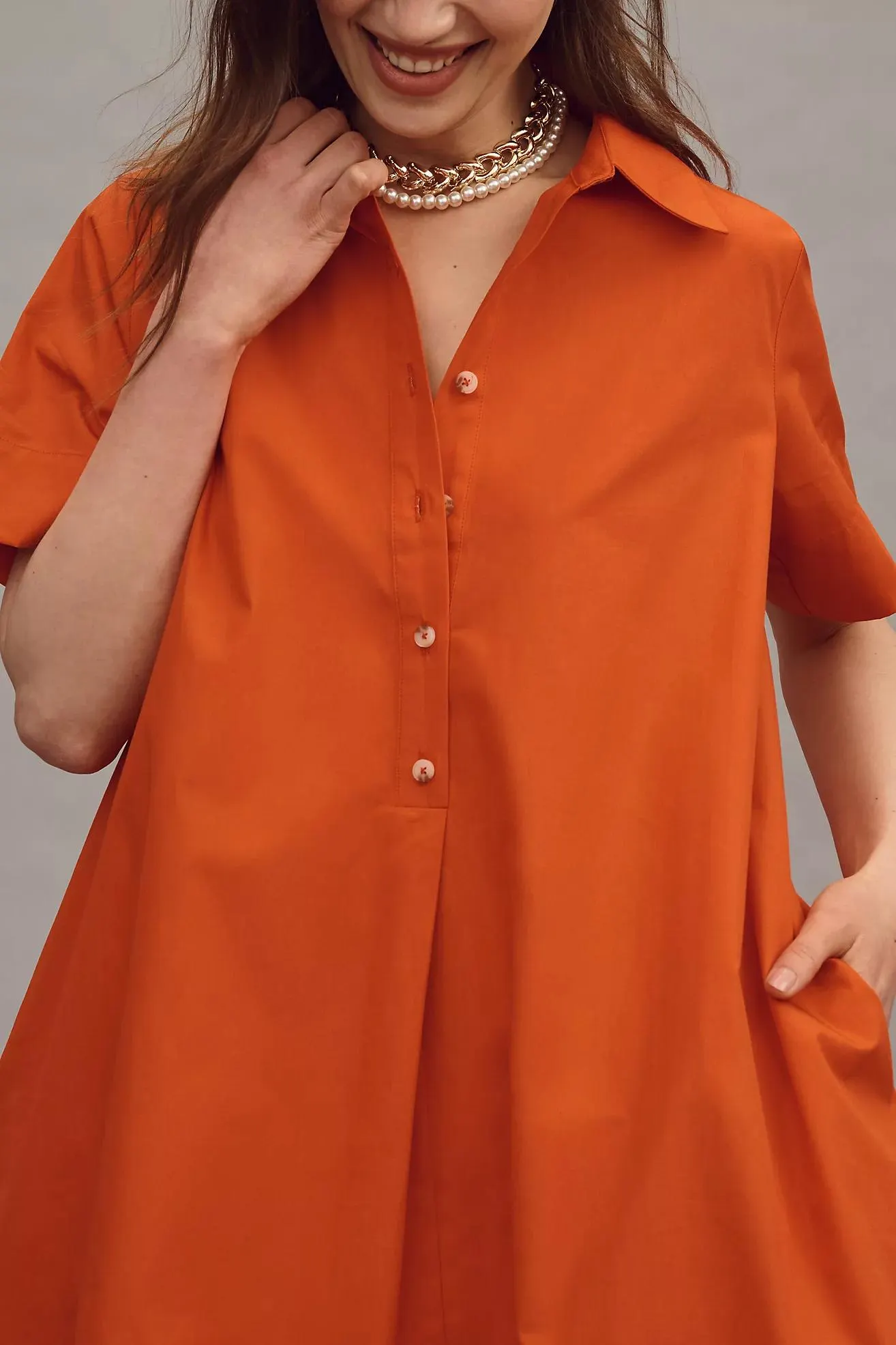 The Pollie Short-Sleeve Swing Tunic Mini Dress