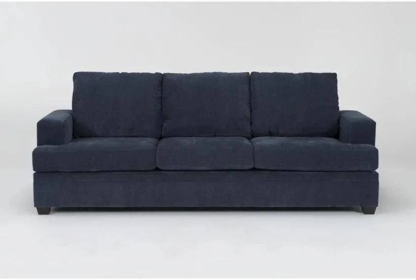 Bonaterra Midnight Navy Blue Fabric 97" Sofa | Track Arms | Loose Reversible Back