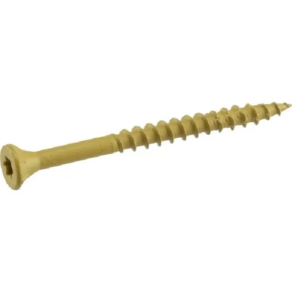 48419 Screw, #10 Thread, 3 in L, T25 Drive Size, Carbon Steel, Coarse Thread, Flat Head, Star Drive, Self-Drilling Point, Ceramic-Coated, 310/PK, Tan