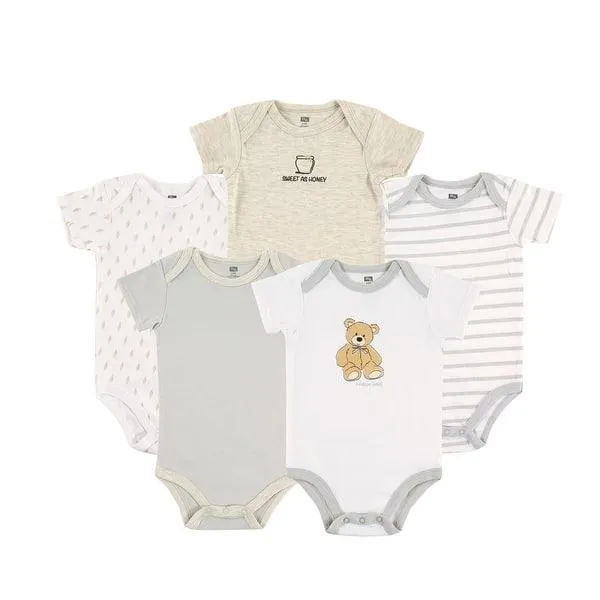 Hudson Baby Cotton Bodysuits 5pk, Bear