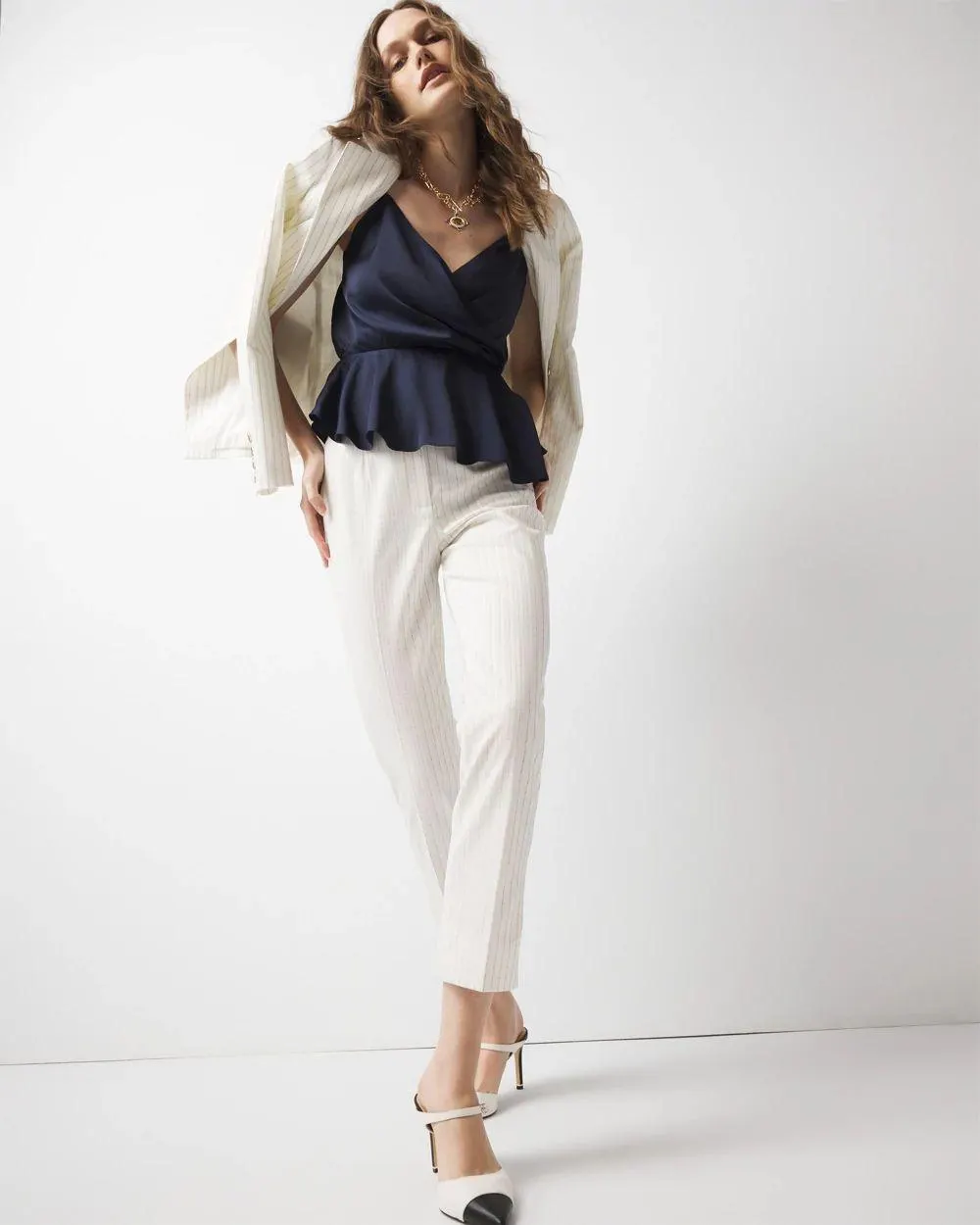 High-Rise Straight Pinstripe Pant