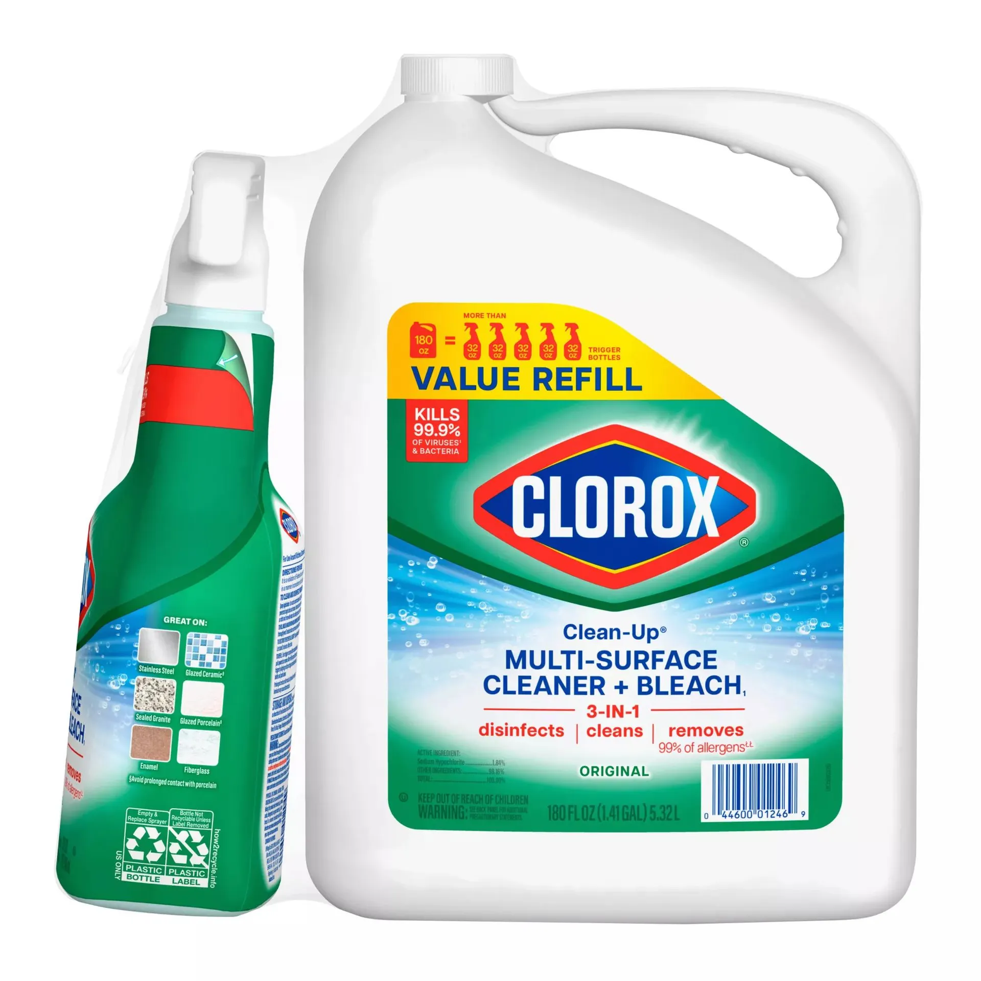 Clorox Clean-Up All Purpose Cleaner with Bleach with Refill - Original Scent, 32 oz. Spray/180 oz. Refill