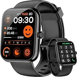 Smart Watch for Men Women Alexa Built-in, 1.83" HD Fitness Tracker Touchscreen with Call Function, IP68 Waterproof, 120+ Sport Modes, 24/7 Heart Rate/Sleep Monitor, iOS Android Compatible (Black)