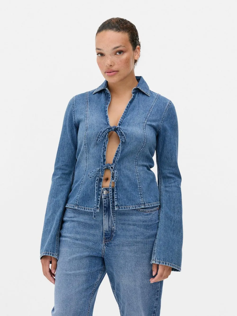 Denim Tie Front Shirt