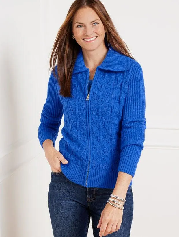 Pointelle Knit Sweater Jacket