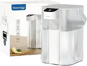 Waterdrop Electric Water Filter Pitcher, Rechargeable Water Dispenser, Instant 15-Cup Countertop Purifier, NSF/ANSI 401&53&42&372, Reduce PFAS, Lead, Chlorine, White, with 1 Filter, Does not Lower TDS
