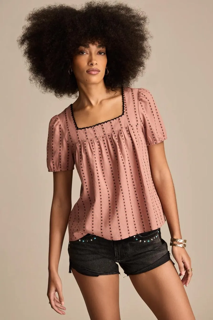 short sleeve novelty peasant top