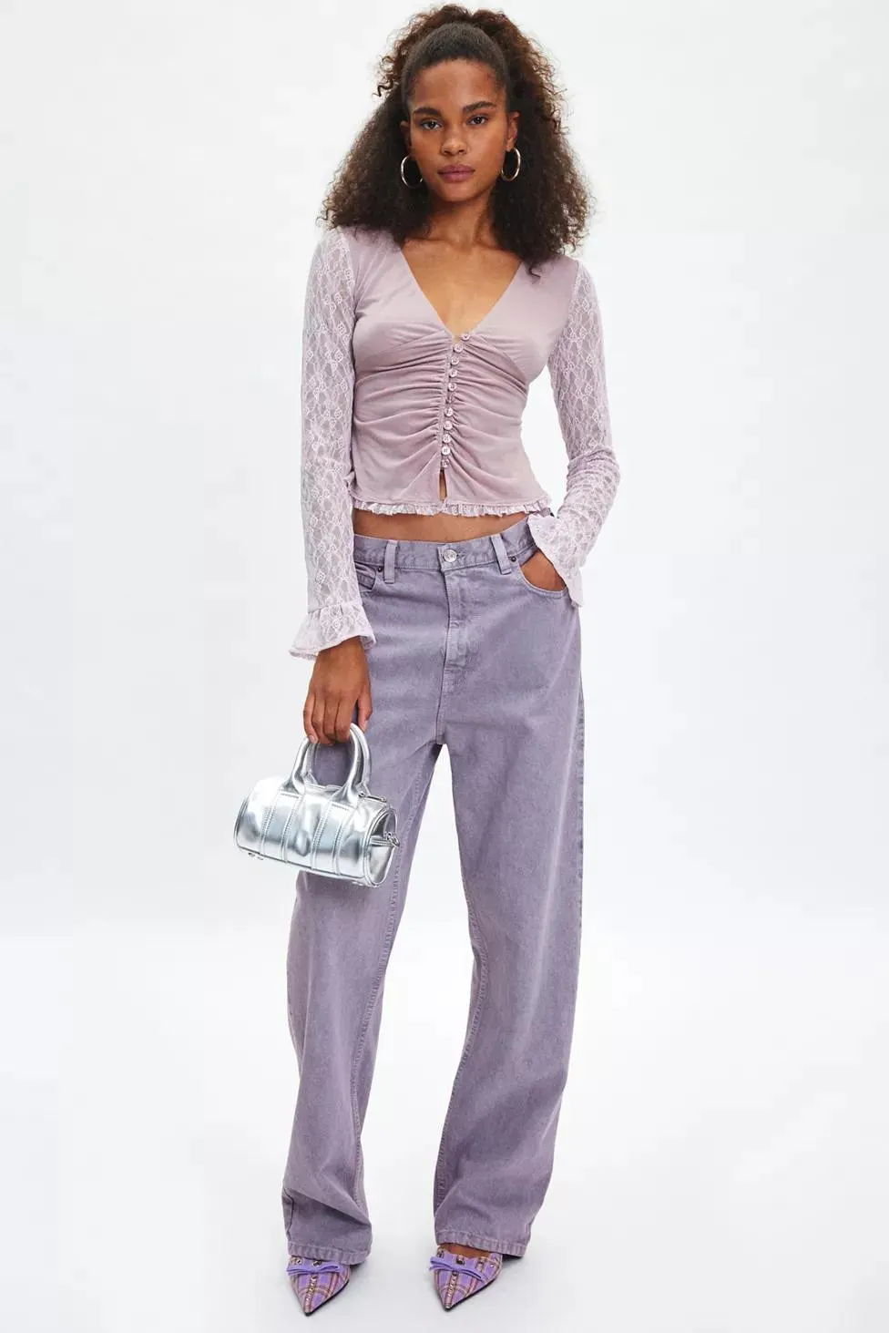 Kimchi Blue Arabella Button Front Lace Top