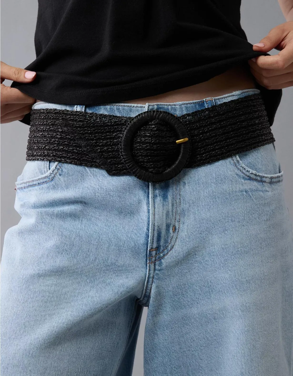 AE Wide Raffia Belt