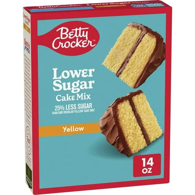 Betty Crocker Lower Sugar Yellow Cake Mix, No Artificial Sweeteners, 14 oz