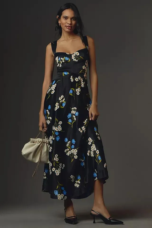 Maeve Sleeveless Seamed Slip Midi Dress