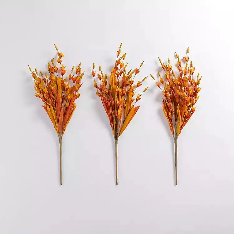 Orange Paper Wheat Bushes, Set of 3