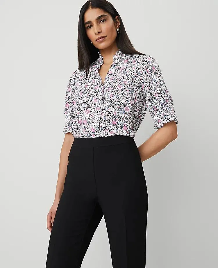 Floral Ruffle Collar Blouse