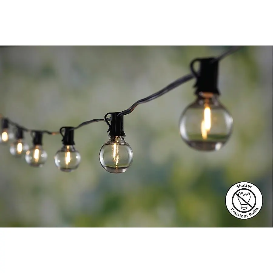 Harbor Breeze 18.5-ft Solar Black Outdoor String Light with 15 White -Light LED Globe Bulbs