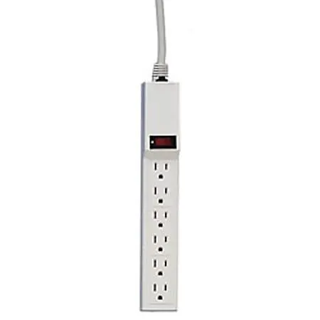 Compucessory 6-Outlet Power Strip, 6' Cord, Gray