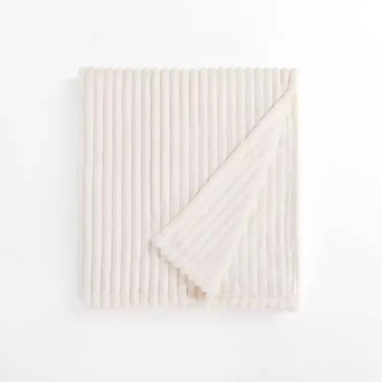 Ivory Velvet Corduroy Throw