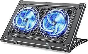 Laptop Cooling Pad Stand, Laptop Cooler with 2 Silent Fans for 10-15.6 Inch Laptops,6 Levels of Height Adjustable Wind Speed with 2 USB Ports (Black)