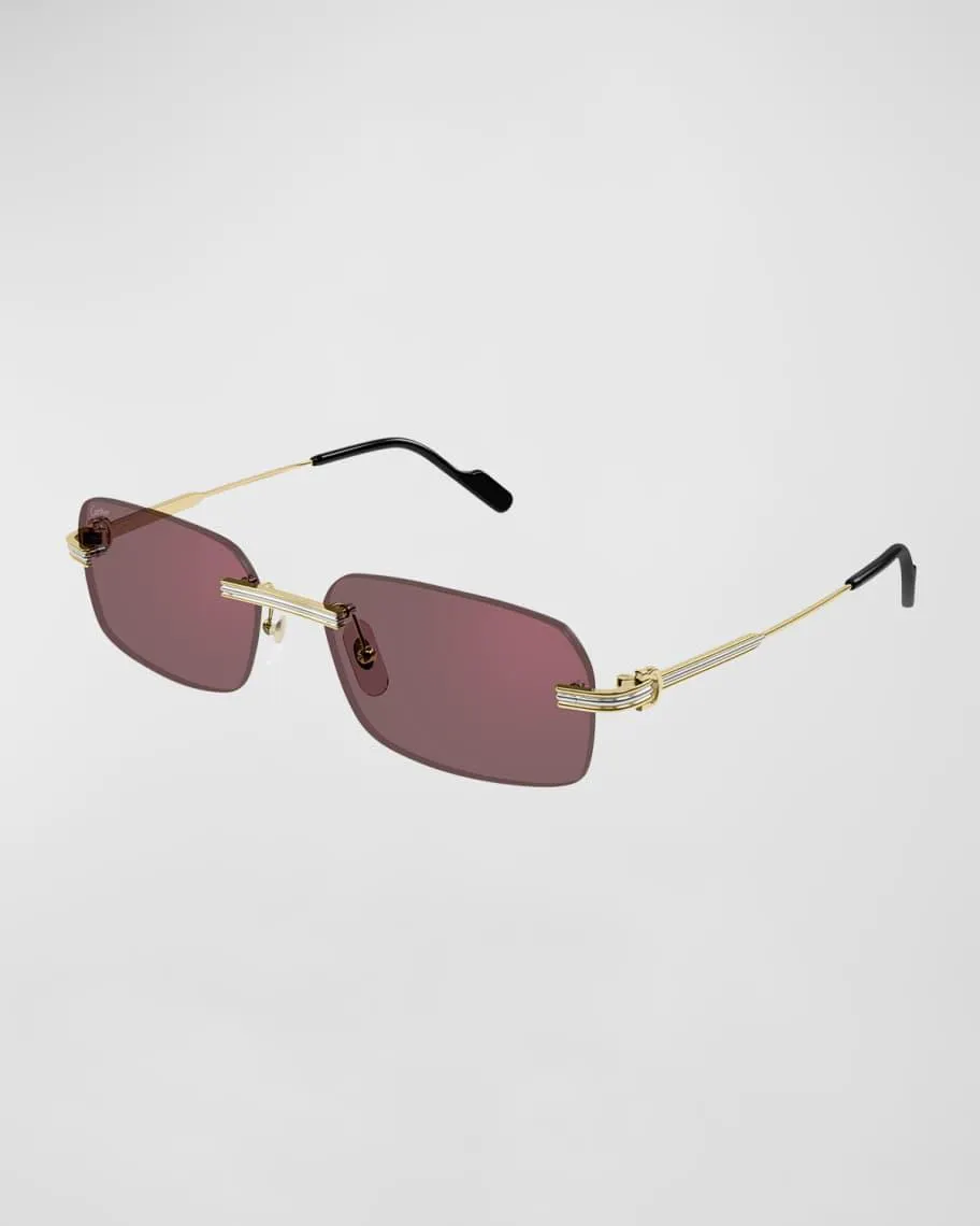 Men's Rimless Metal Rectangle Sunglasses
