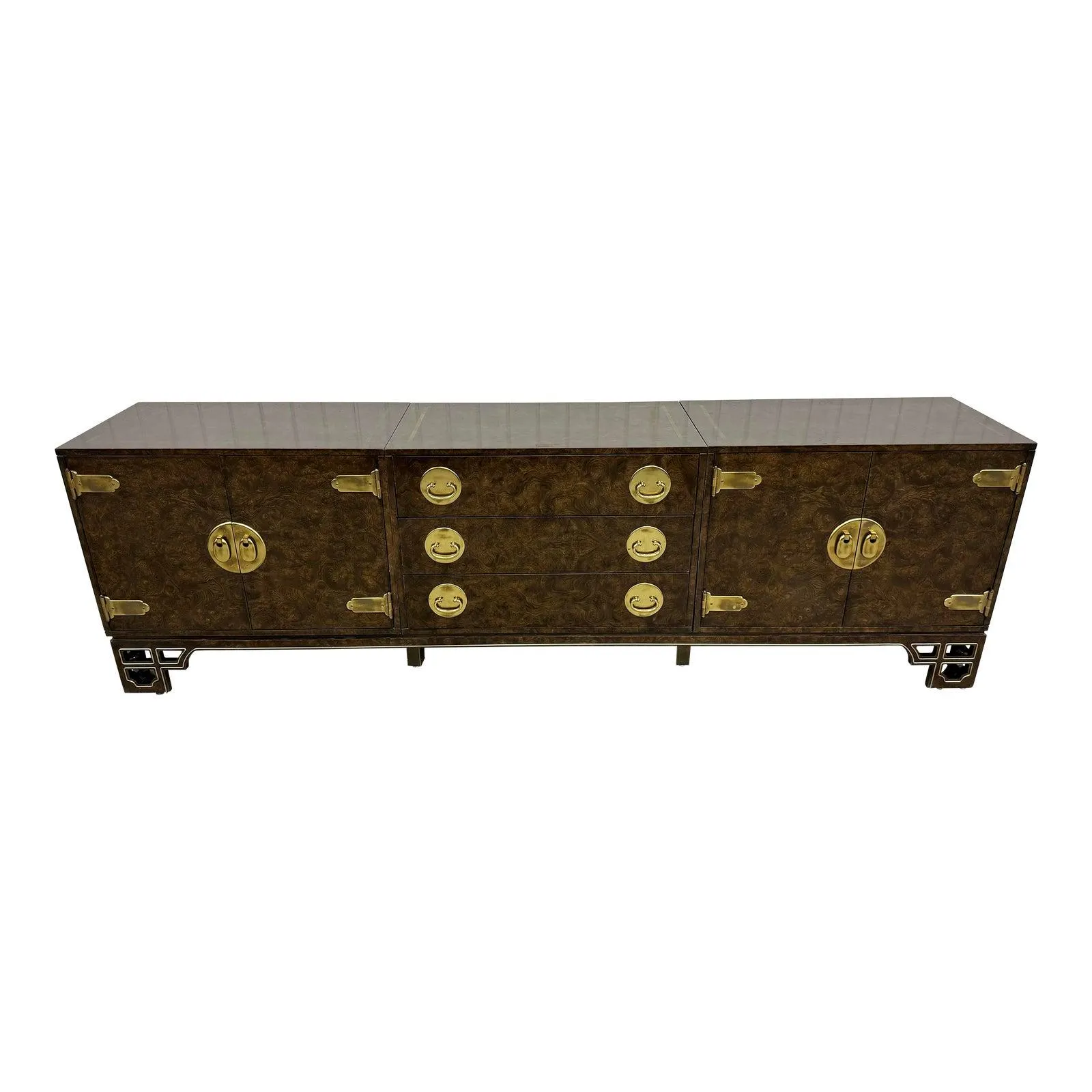 Mid-Century Modern Mastercraft 3-Piece Burled Wood Dresser