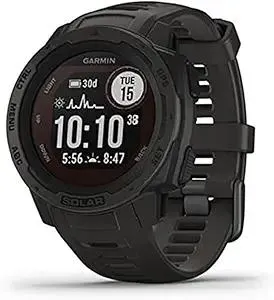 Garmin 010-02293-10 Instinct Solar, Rugged Outdoor Smartwatch with Solar Charging Capabilities, Built-in Sports Apps and Health Monitoring, Graphite