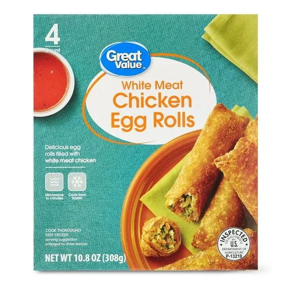 Great Value White Meat Chicken Egg Rolls, 10.8 oz, 4 Count