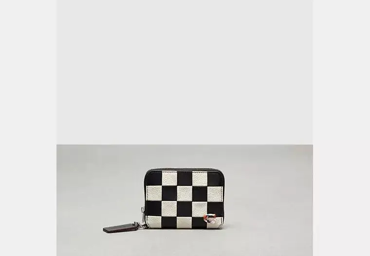 Zip Around Wallet In Checkerboard Upcrafted Leather