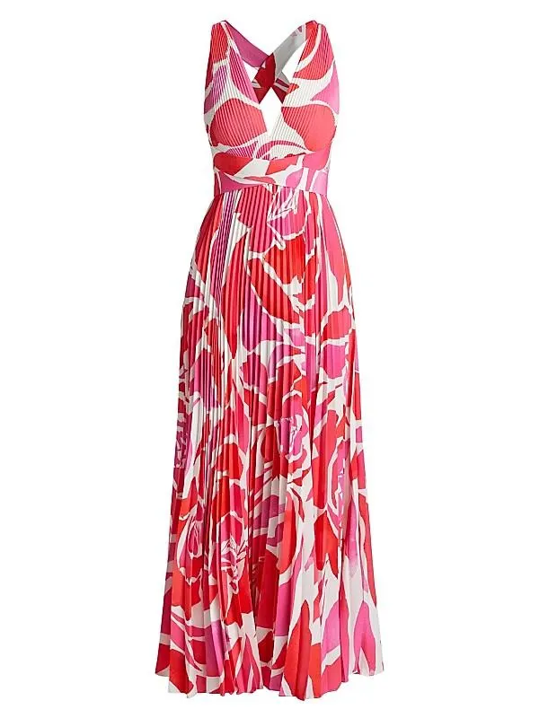 Oria Dream Rose Plissé Maxi Dress
