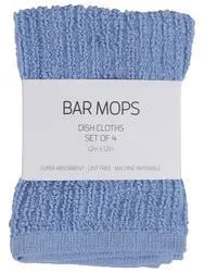 Set of 4 Bar Mop Dish Cloth - Blue