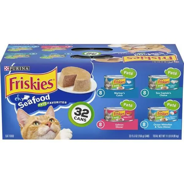 32-Count Seafood Variety Pack Cat Food, 5.5 oz Flavors Cats Love