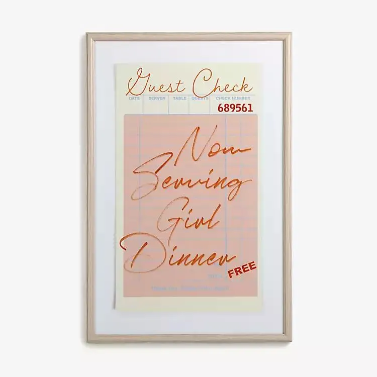 Girl Dinner Guest Check Wall Plaque