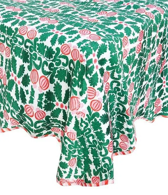 Pomegranate Embroidered Print Cotton Tablecloth