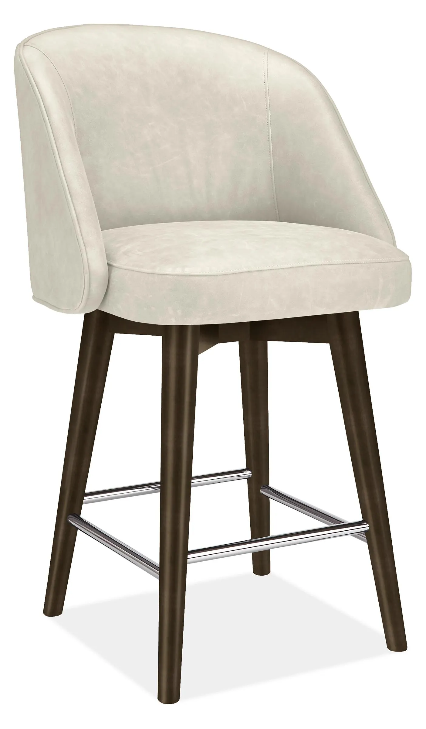 Cora Swivel Counter Stool in Laino Bone Leather with Charcoal Legs
