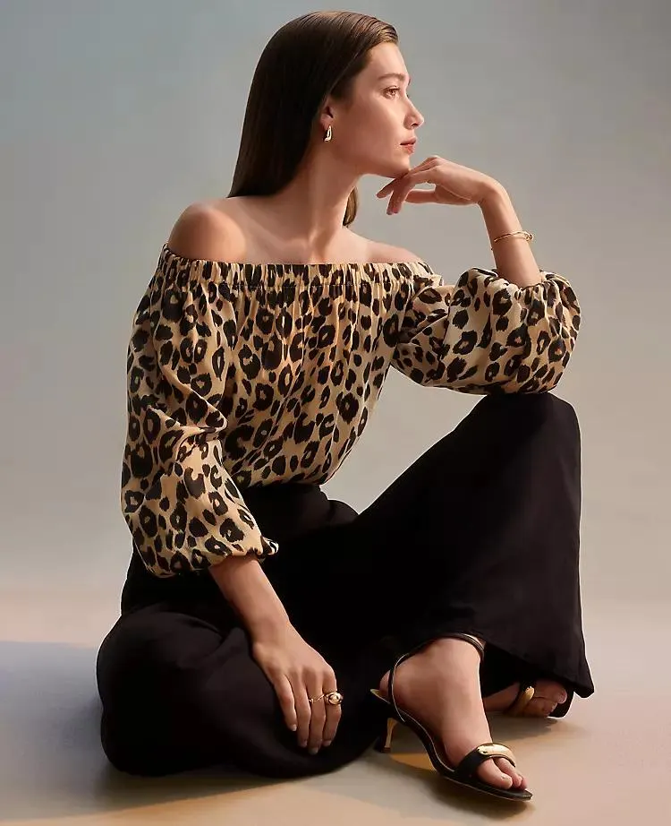 Animal Print Off The Shoulder Top