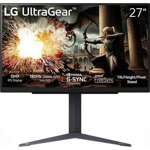 LG 27" UltraGear QHD 1440P 180Hz 1ms G-Sync Compatible IPS Gaming Monitor