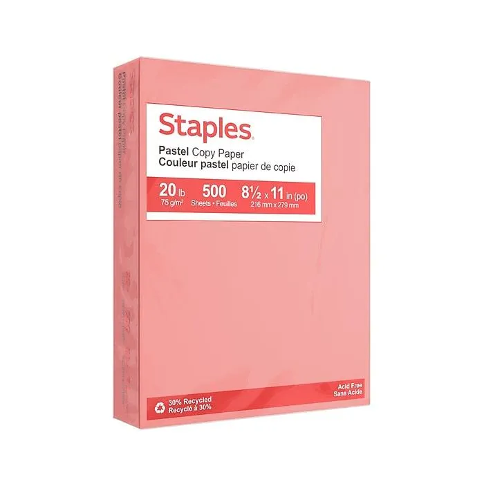 Staples Pastel 30% Recycled Color Copy Paper,