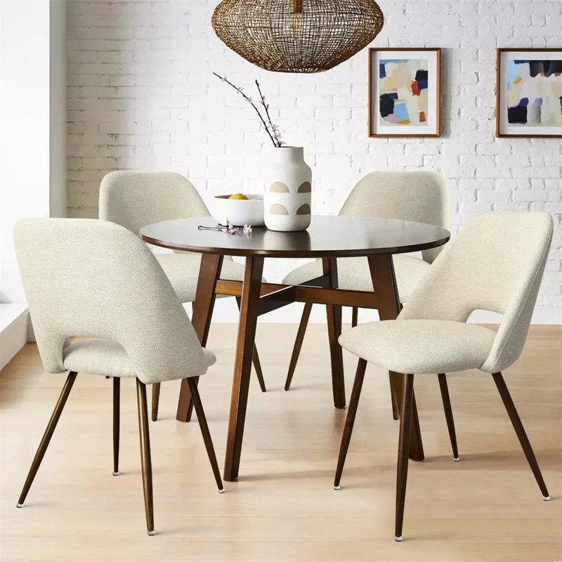 Aunnika Upholstered Walnut Dining Chairs, Set Of 4