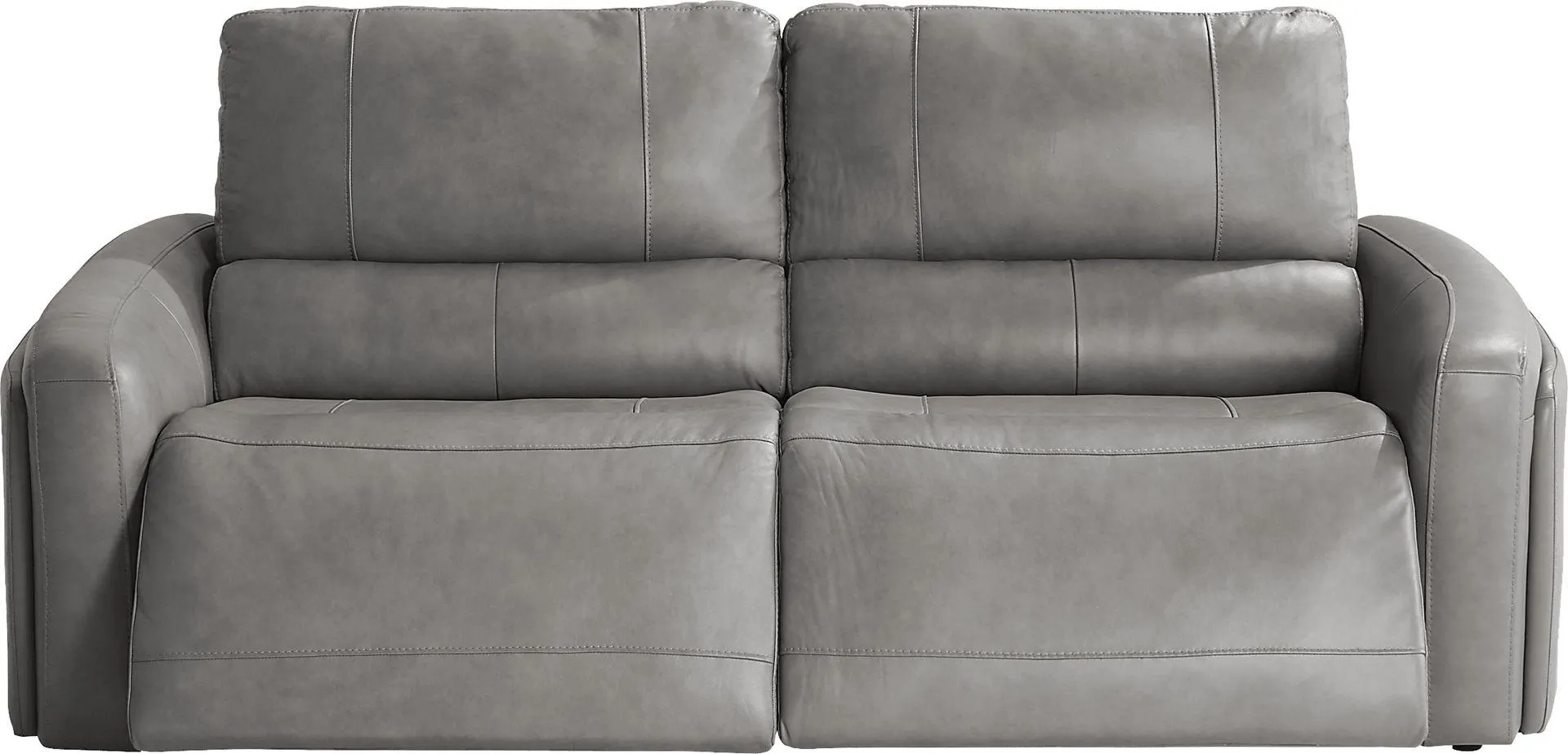 Cascade Way by Shaquille O'Neal Home Gray Leather 2 Pc Dual Power Reclining Sofa