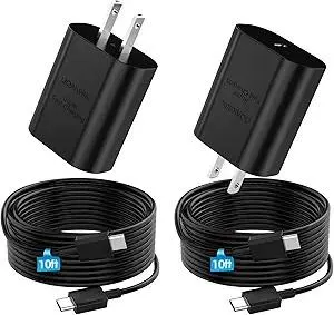 Super Fast Charger Type C, 25W PD USB C Wall Charger Fast Charging with 10FT Long Type C Charger Cable for Samsung Galaxy S25/ S24/ S23/ S22/ S21 Plus/Ultra/ Note20