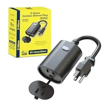 Minoston Z-Wave Plug 800 Outdoor Dimmer Zwave Dimmable Smart Plugs Outlet Switch, Z-Wave Hub Required, IP65 Weatherproof, Built-in Repeater, Work with SmartThings, Wink, Hubitat, Black (MP22ZD)
