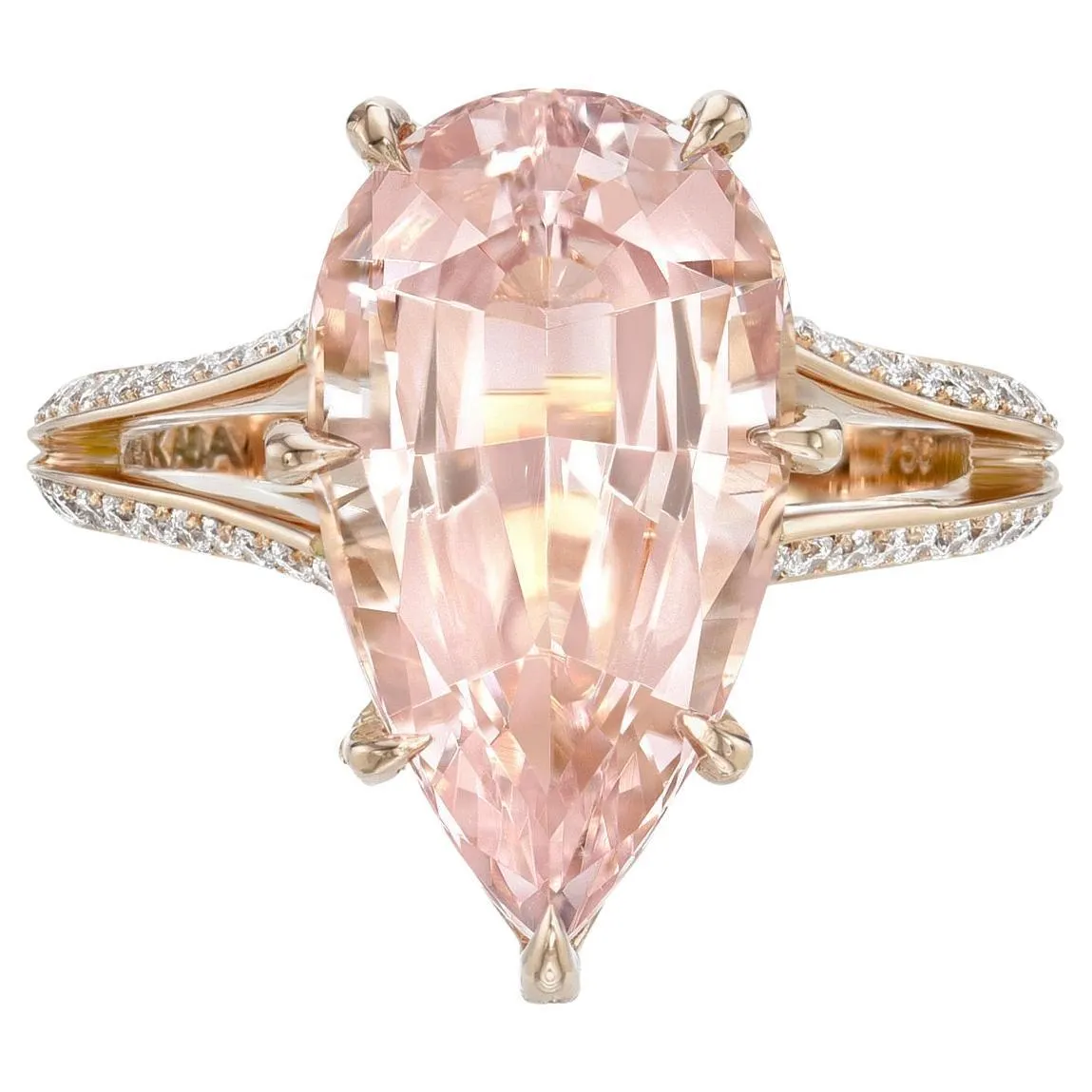 Morganite Ring 5.38 Carat Pear Shape