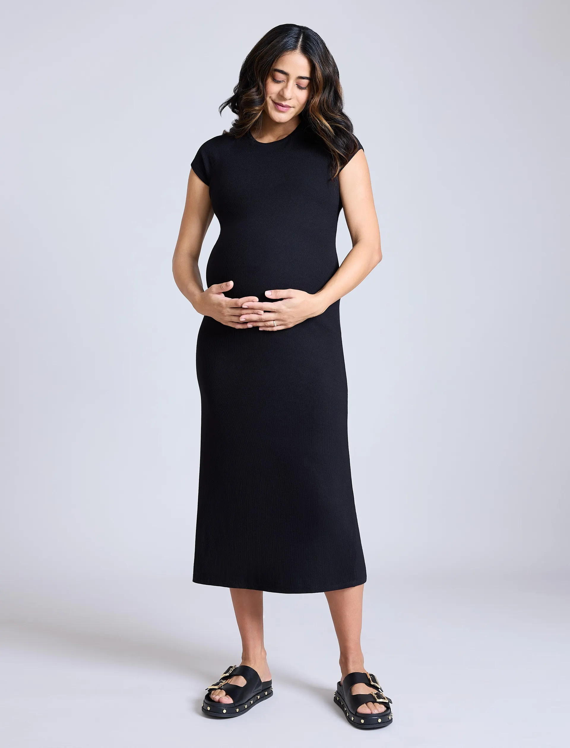 Ribbed Raglan Midi Dress