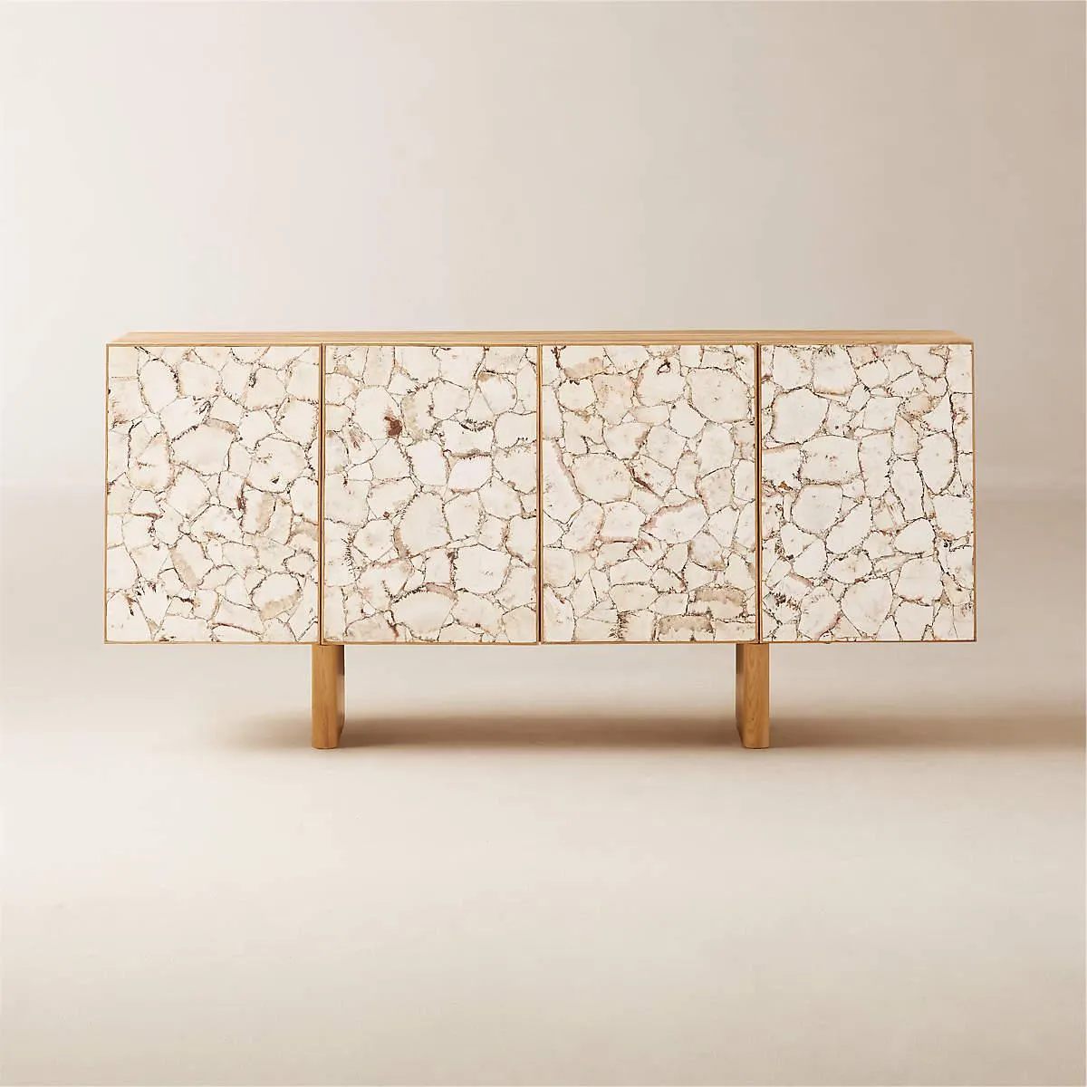 Lina Stone and White Oak Credenza 64"