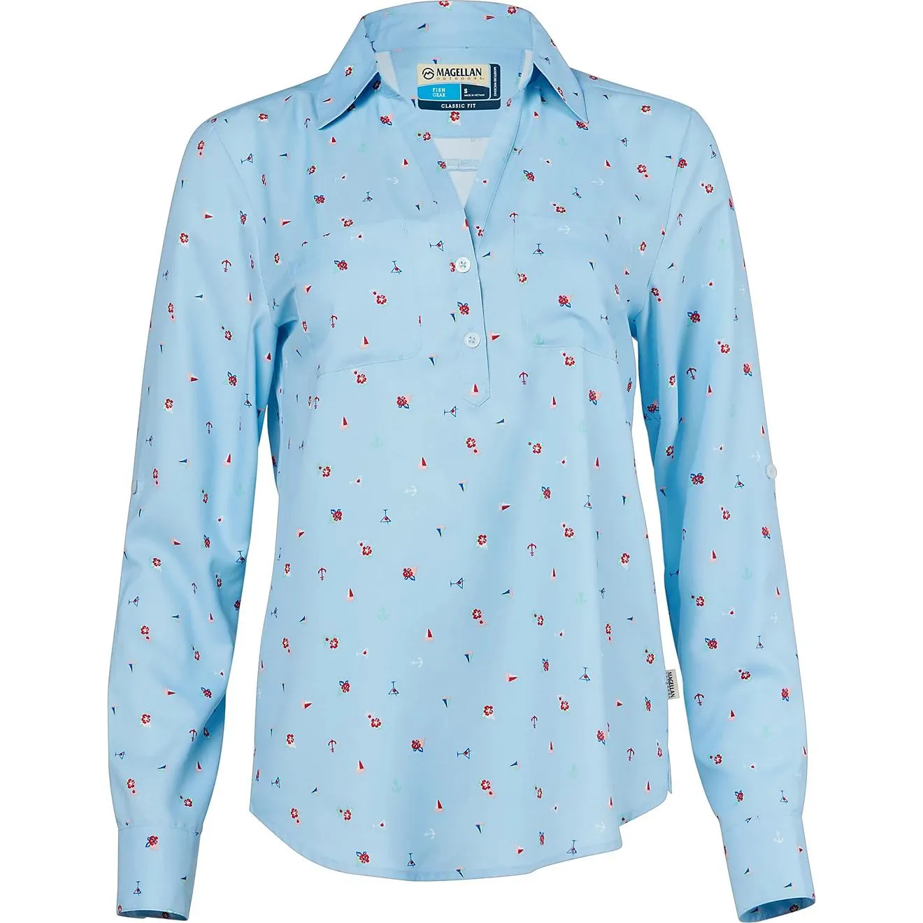 Magellan Outdoors Women's Aransas Pass Long Sleeve Henley Stripe Shirt