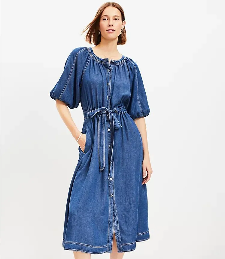 Chambray Pocket Midi Dress