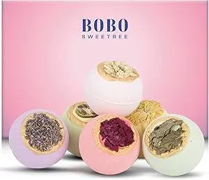Bath Bombs for Women, Gift Set of 6 Fizzies Luxury Large Size with Real Flowers and Natural Organic Essential Oil, Self Care Gifts for Women, Mon, Daughter, Girlfriend, Kids,Pack of 6 (Multiple)